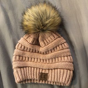 CC beanie with poof